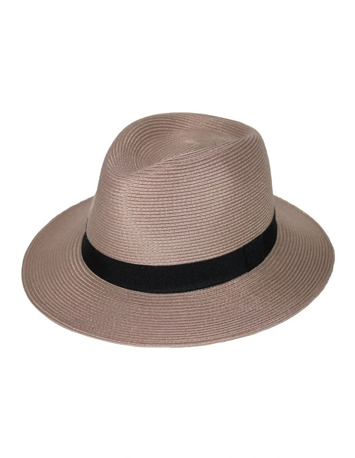 Pana-Mate Fedora Summer Hat in Taupe/Black image 3