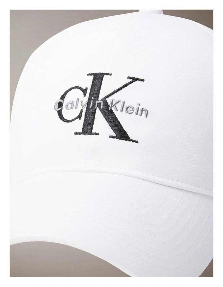 Embroidered Monologo Baseball Cap in Bright White image 3