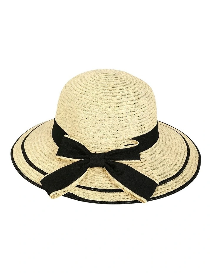 Gregory Ladner Turned Down Brim Hat With Bow Ghcf004M In Natural image 1