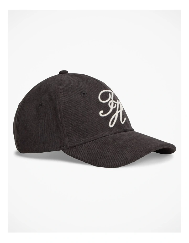 Logo Embroidery Corduroy Baseball Cap in Black image 1