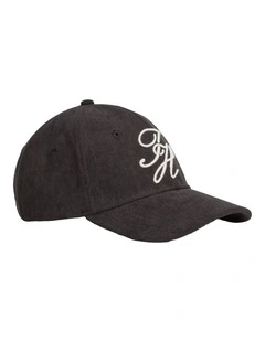 Logo Embroidery Corduroy Baseball Cap in Black