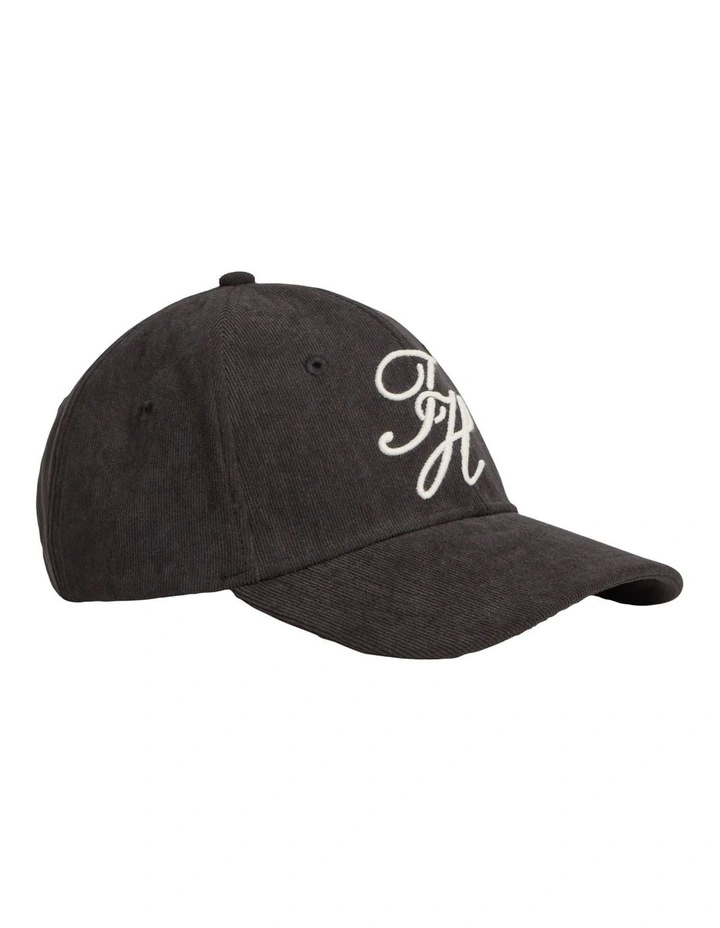 Logo Embroidery Corduroy Baseball Cap in Black image 1