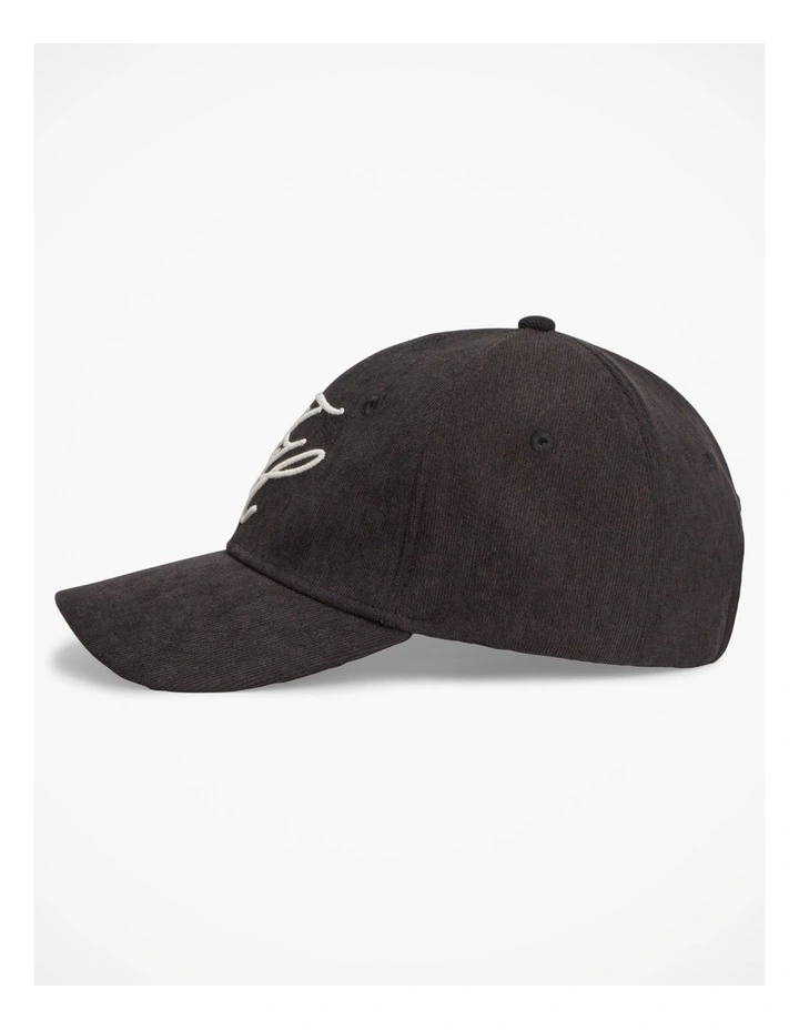 Logo Embroidery Corduroy Baseball Cap in Black image 3