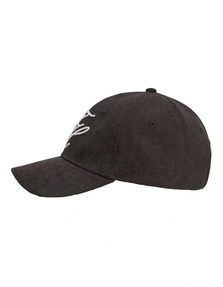 Logo Embroidery Corduroy Baseball Cap in Black image 3