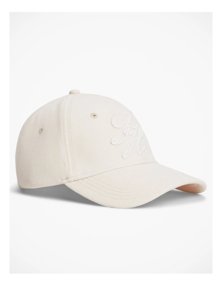 Logo Embroidery Corduroy Baseball Cap in Cream image 1