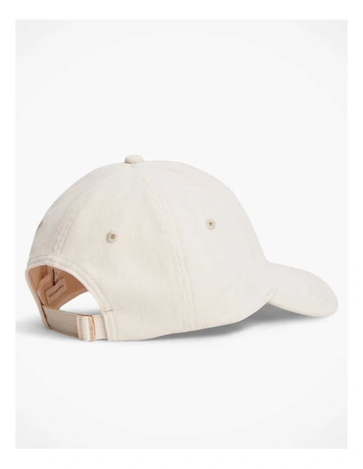 Logo Embroidery Corduroy Baseball Cap in Cream image 3