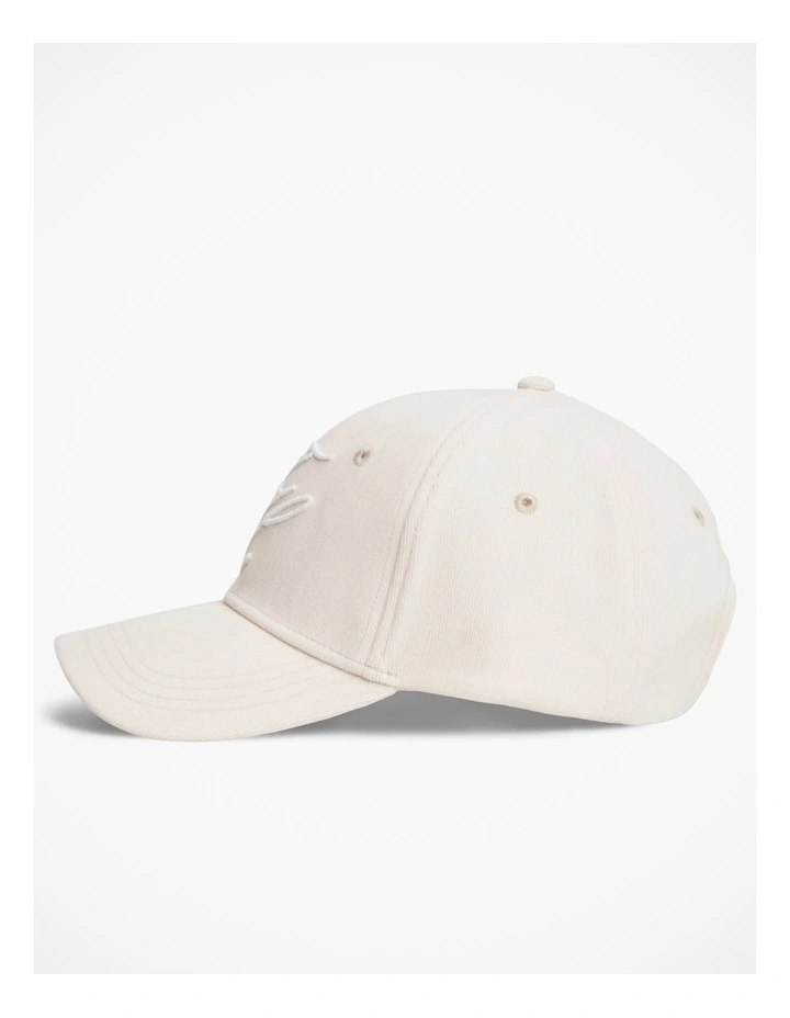 Logo Embroidery Corduroy Baseball Cap in Cream image 4