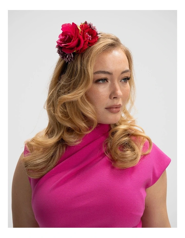 Ivy Flower Crown headband in Pink & Red image 2