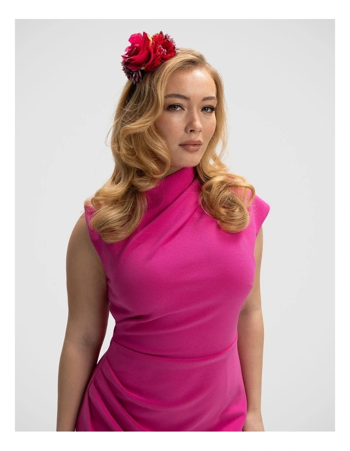 Ivy Flower Crown headband in Pink & Red image 4