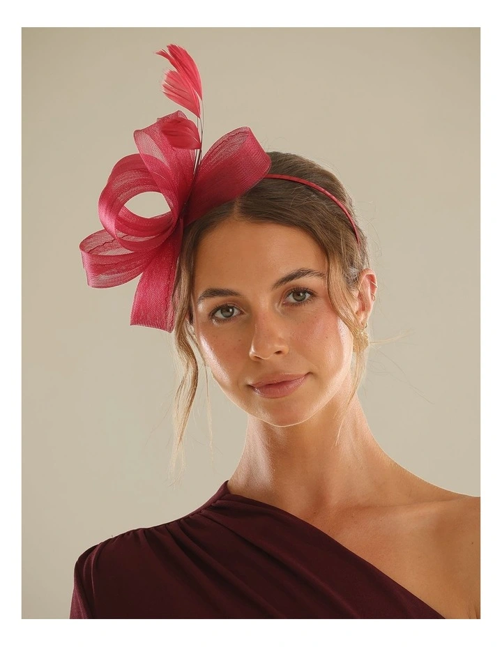 Nyla Fascinator in Burgundy Red image 2