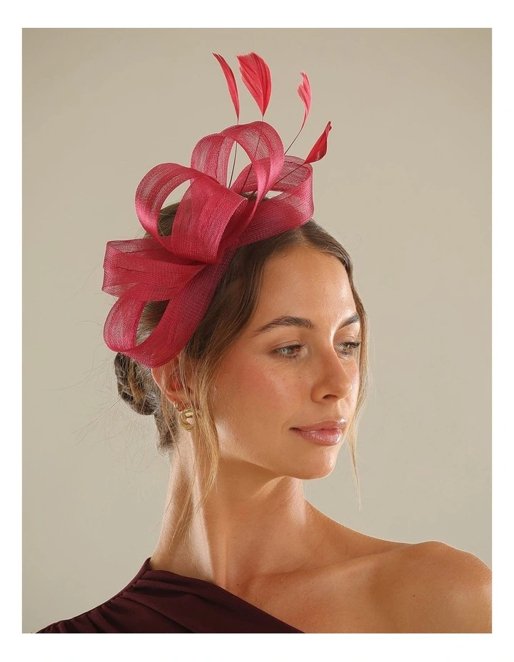 Nyla Fascinator in Burgundy Red image 5