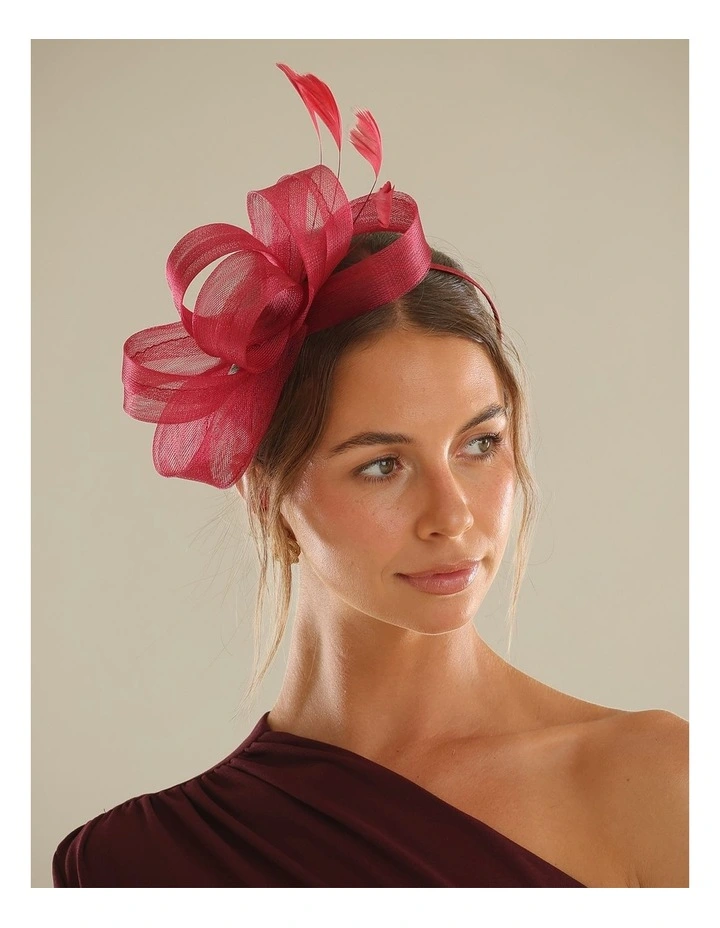 Nyla Fascinator in Burgundy Red image 6