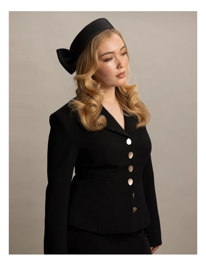 Fs1154 Tara Pillbox Fascinator in Black image 4