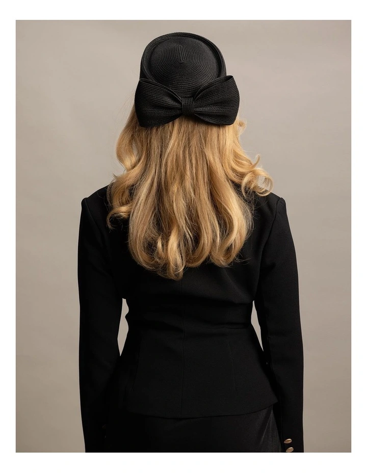 Fs1154 Tara Pillbox Fascinator in Black image 5