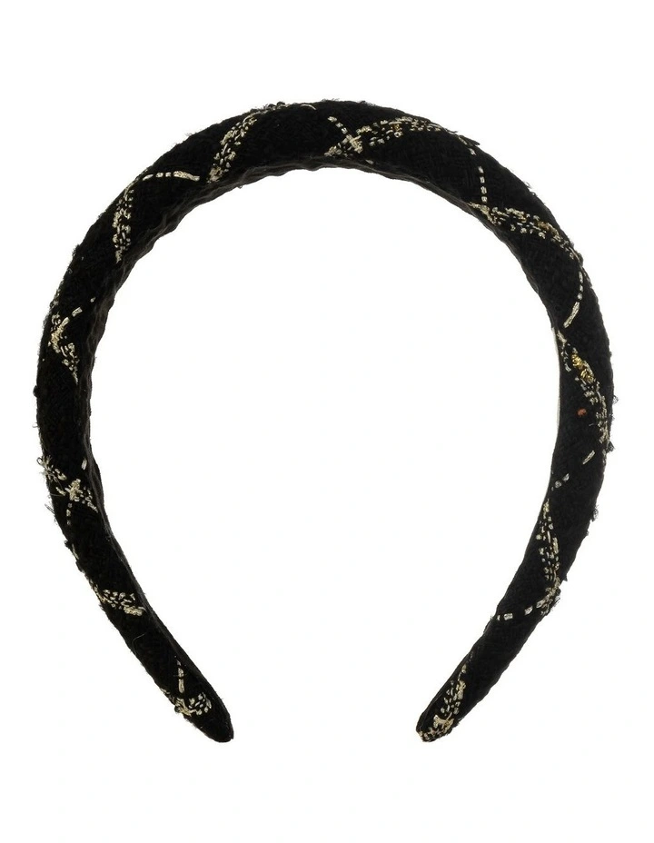 Tweed Headband in Cream image 1