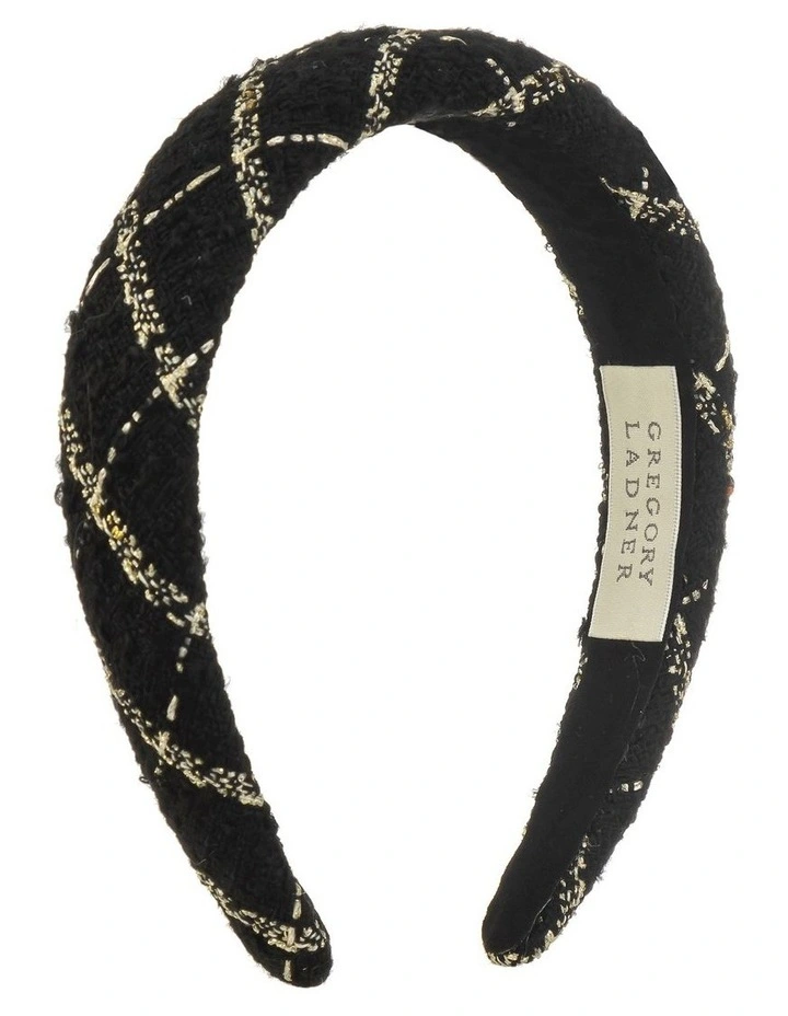 Tweed Headband in Cream image 2