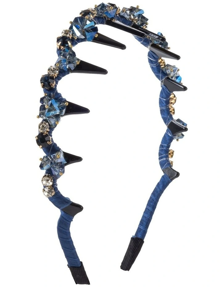 Beaded Headband in Blue image 2