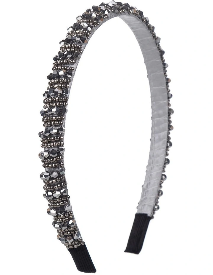 Beaded Headband in Silver image 2