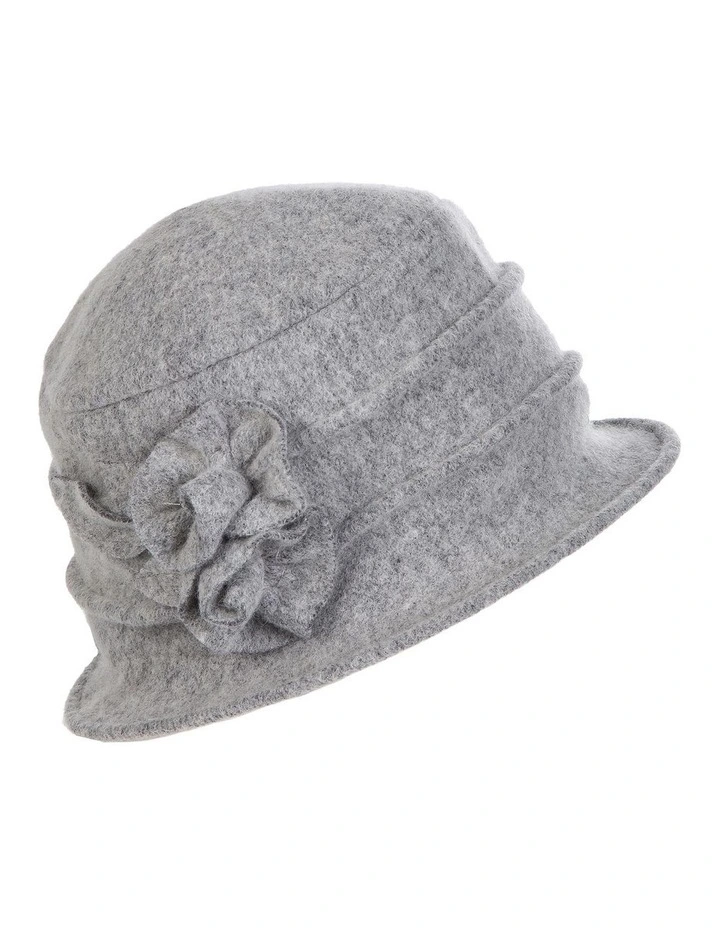 Cloche Hat With Flower in Grey image 1
