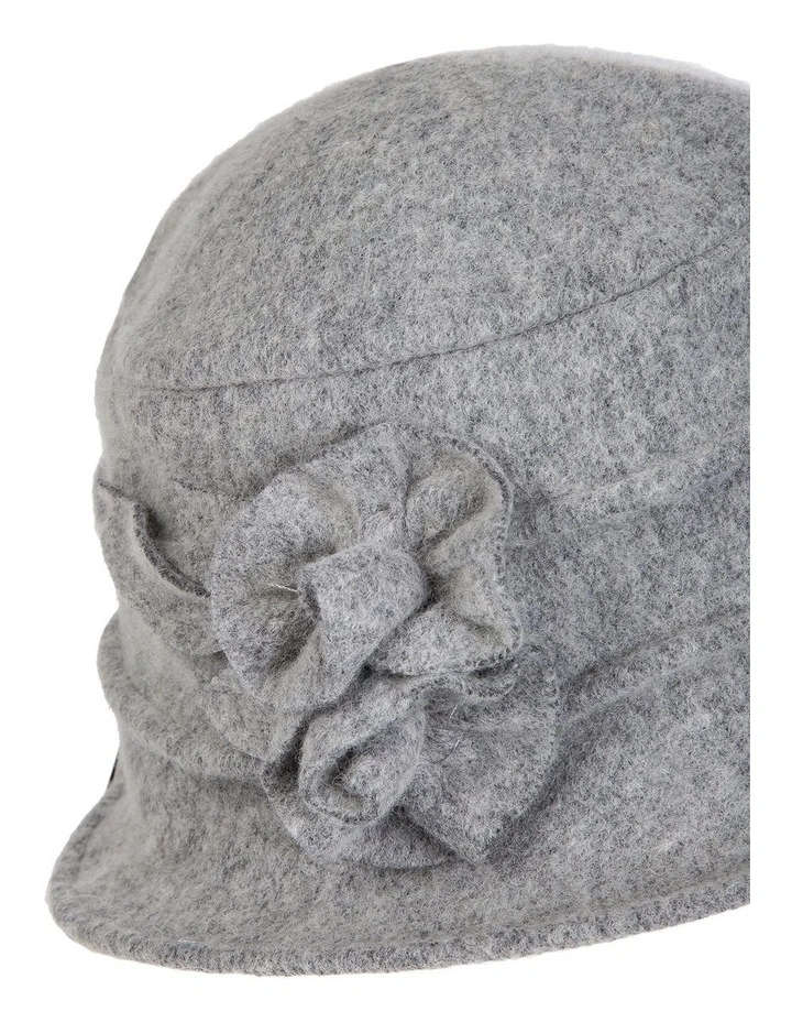 Cloche Hat With Flower in Grey image 2
