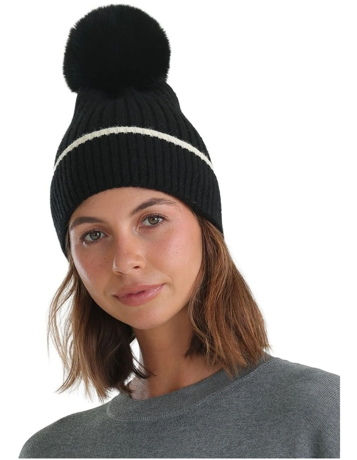 Nora Knit Beanie in Black image 4