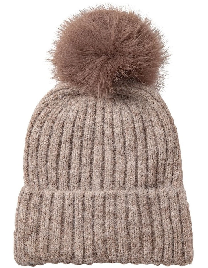 Knit Beanie With Pom Pom Winter Hats in Taupe image 1