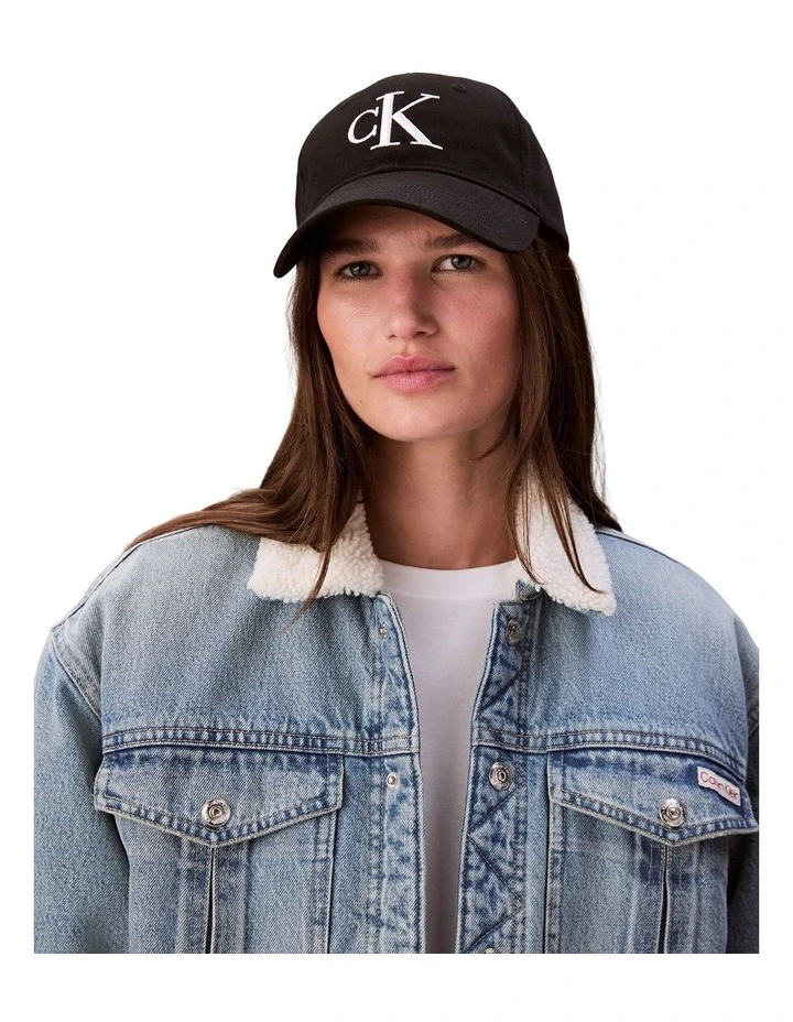 Monologo Embroidery Baseball Cap in Black image 4