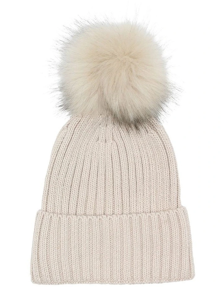 Valentine Wool-Blend Beanie in Bisque White image 1