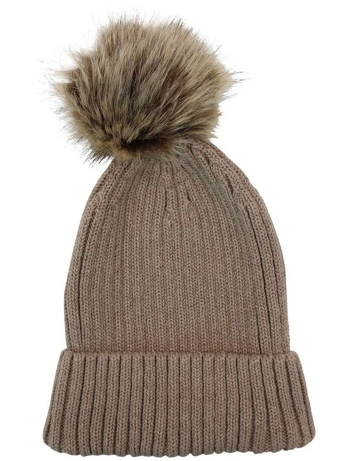 Valentine Wool-Blend Beanie in Latte Brown image 1