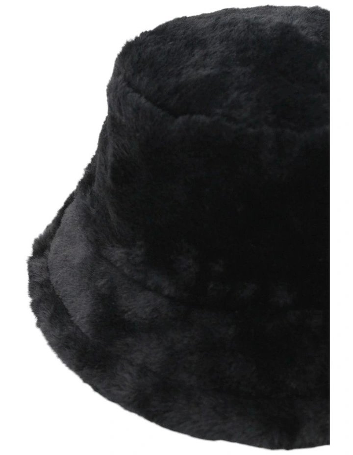 Carla Faux Fur Bucket Hat in Black image 5