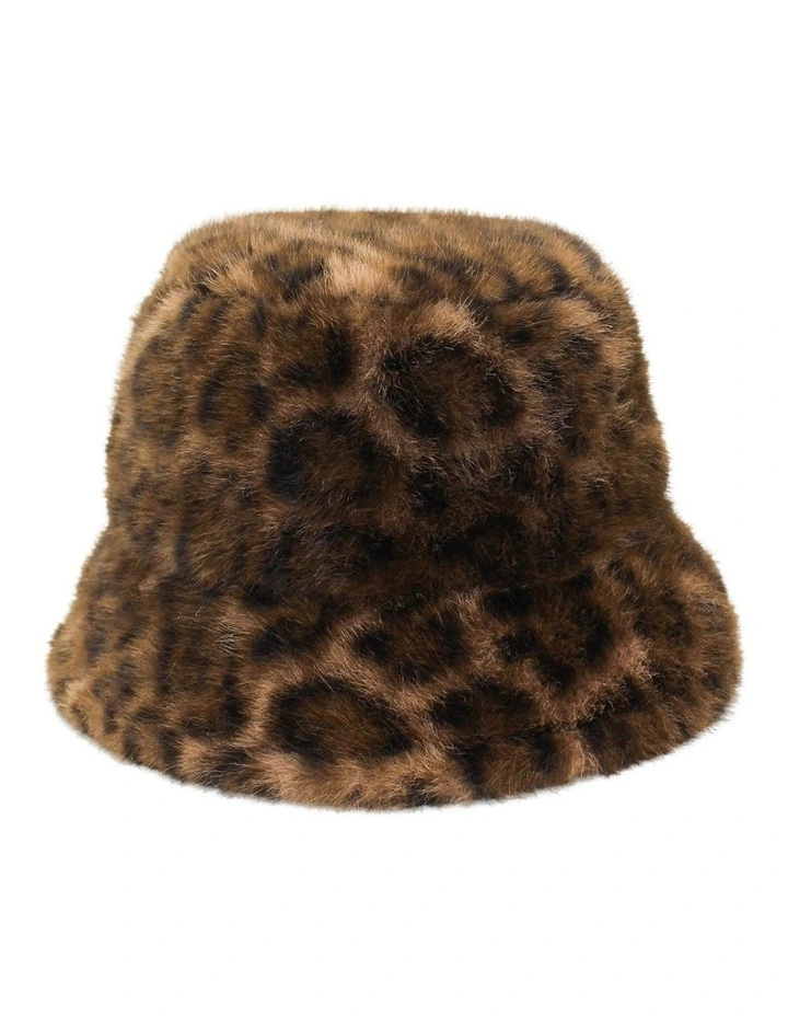 Marissa Faux Fur Bucket Hat in Brown image 1