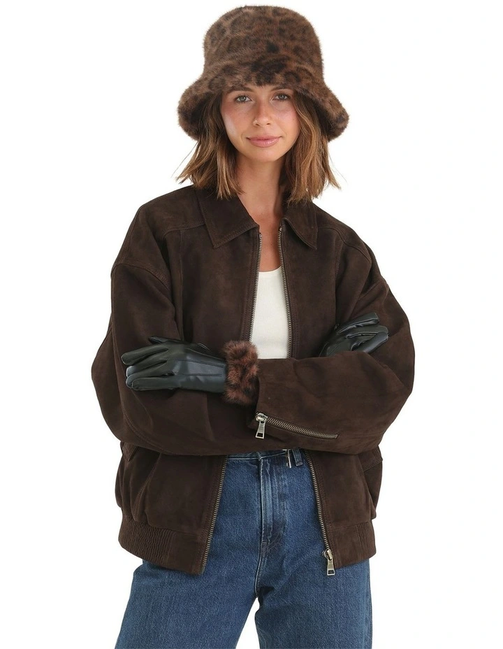 Marissa Faux Fur Bucket Hat in Brown image 3