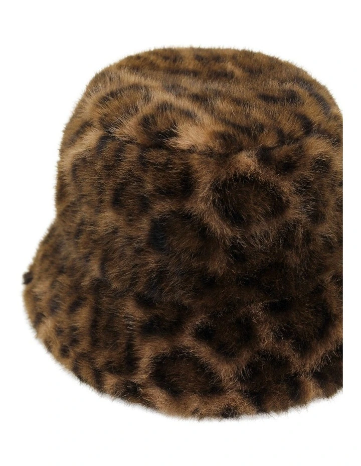 Marissa Faux Fur Bucket Hat in Brown image 4