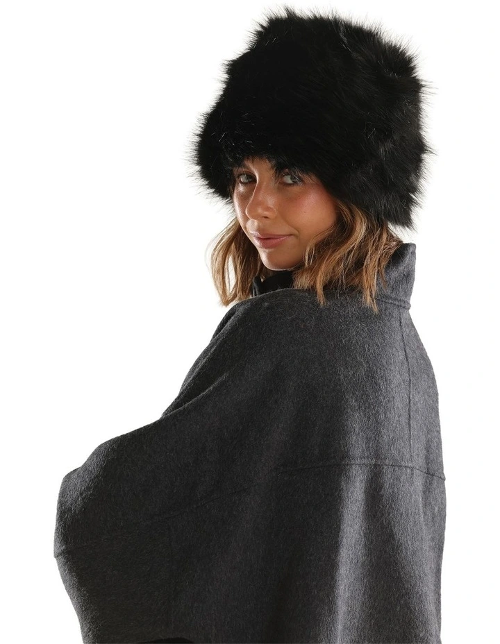 Elaina Faux Fur Cossack Hat in Black image 2