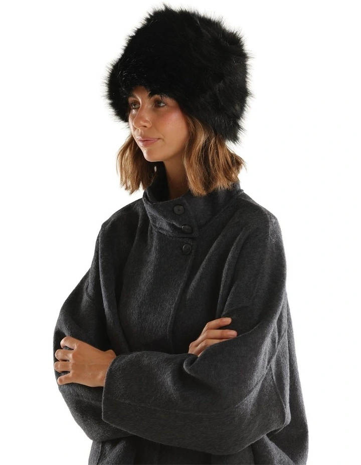 Elaina Faux Fur Cossack Hat in Black image 3