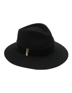 Payton Wool Felt Fedora Hat in Black