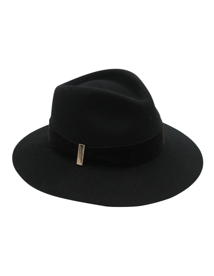 Payton Wool Felt Fedora Hat in Black image 1