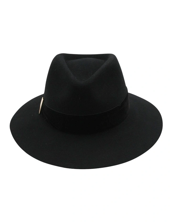 Payton Wool Felt Fedora Hat in Black image 4