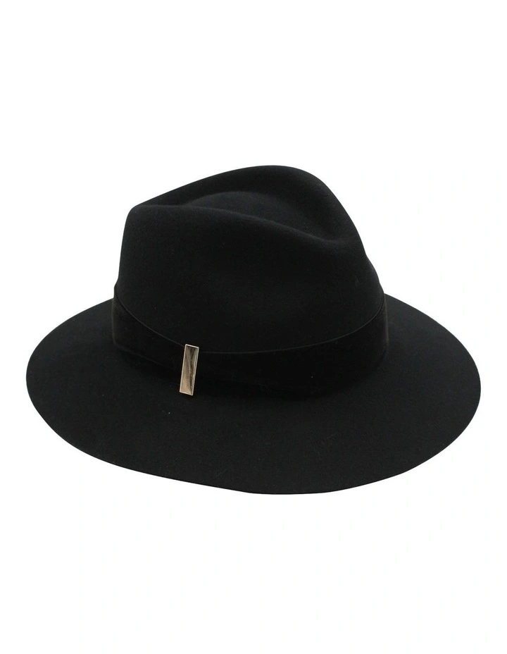 Payton Wool Felt Fedora Hat in Black image 5
