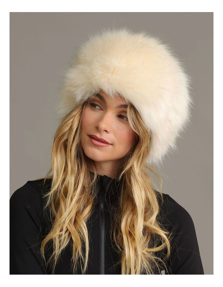 Elaina Faux Fur Cossack Hat in White Cream image 2