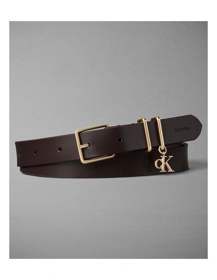Calvin Klein Monogram Leather Signature Logo Charm Belt in Delicioso Antique Light image 1