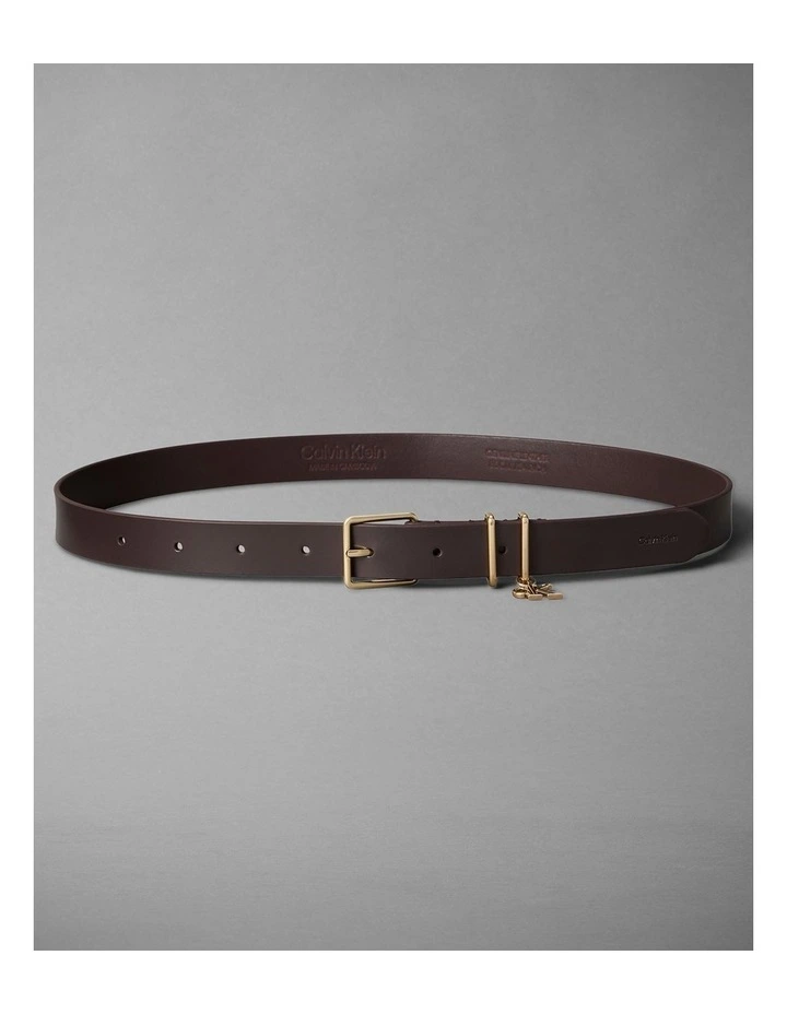 Calvin Klein Monogram Leather Signature Logo Charm Belt in Delicioso Antique Light image 2