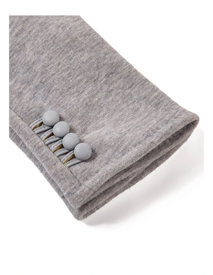 Button Trimmed Gloves in Pale Grey image 2