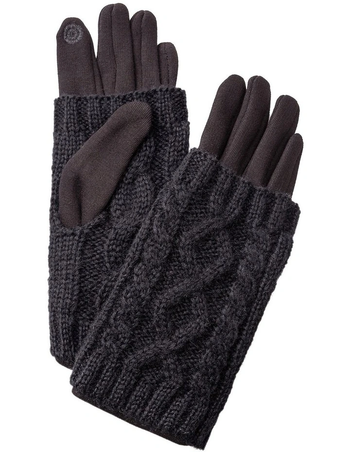 Ponte And Fingerless Knit Gloves in Black image 1