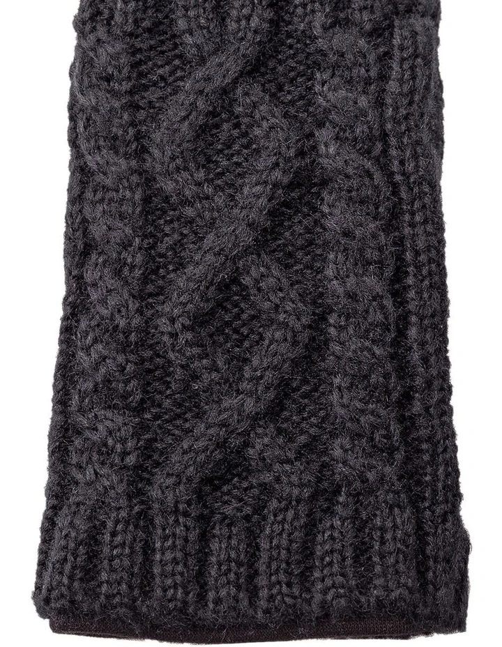 Ponte And Fingerless Knit Gloves in Black image 2