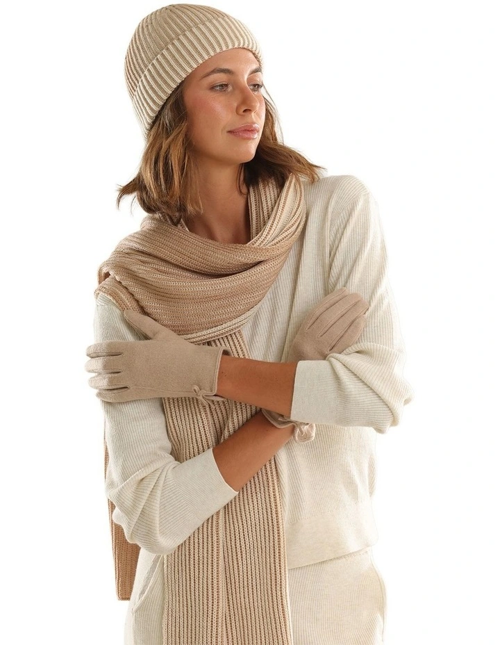 Angelica Wool Blend Gloves in Sandy Beige image 5