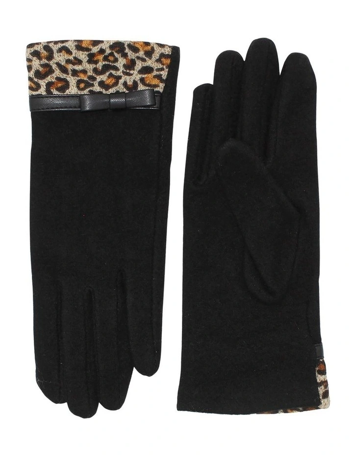 Jacqueline Wool Blend Gloves in Brown Leopard Animal Print image 1