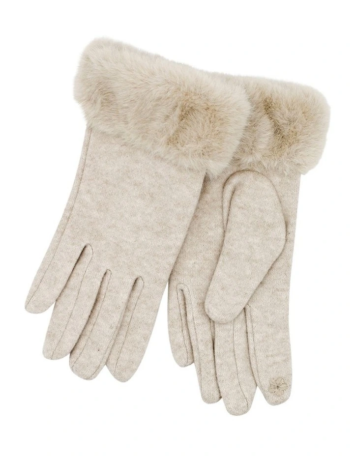 Tammy Faux Fur Gloves in White Cream image 4