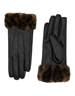 Gia Faux Leather Gloves in Black