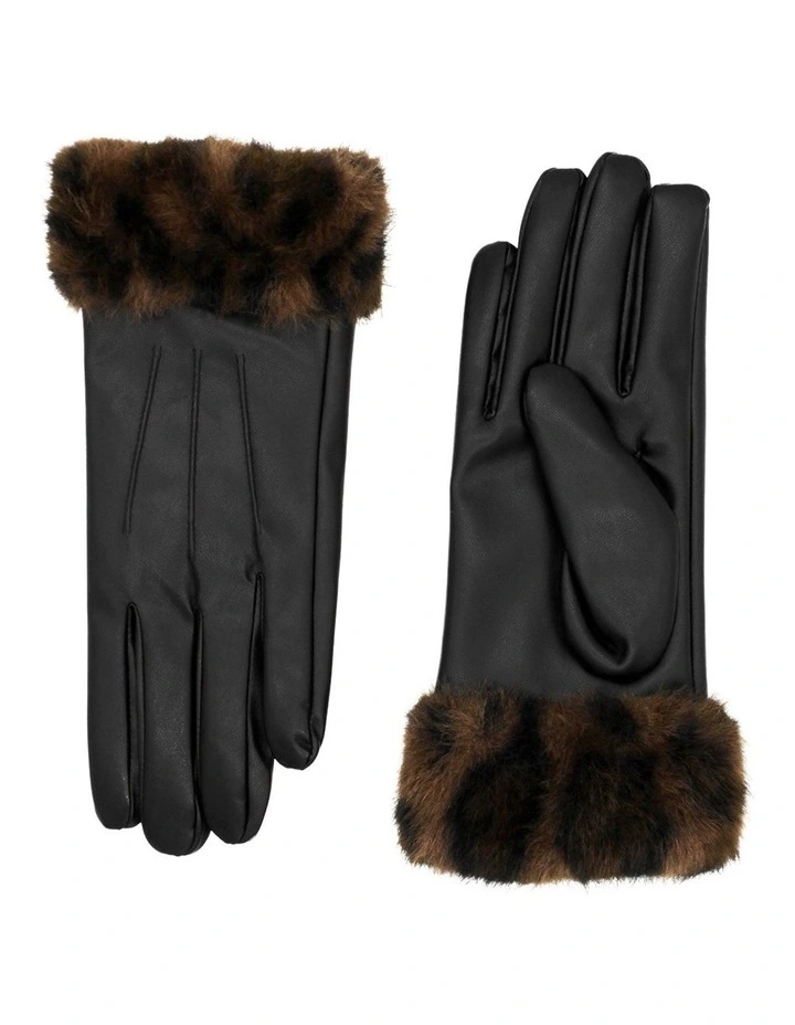 Gia Faux Leather Gloves in Black image 1